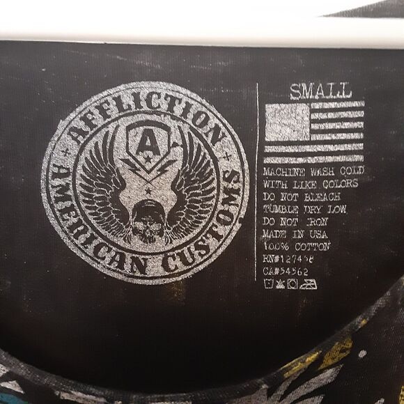 Affliction Womans Small American Customs Motor Club Native American Skull - Picture 3 of 8